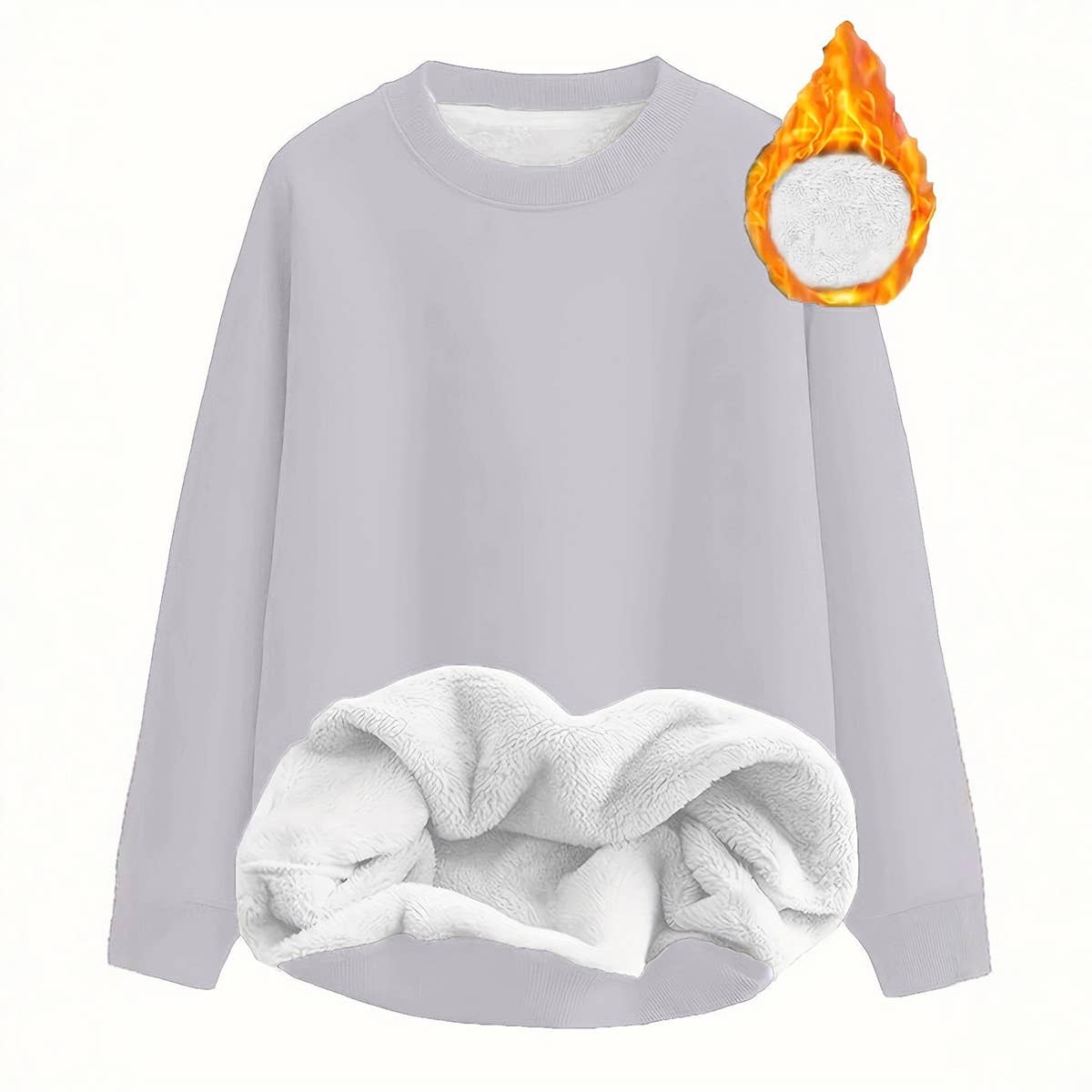 Solid-color fleece round-neck pullover hoodie