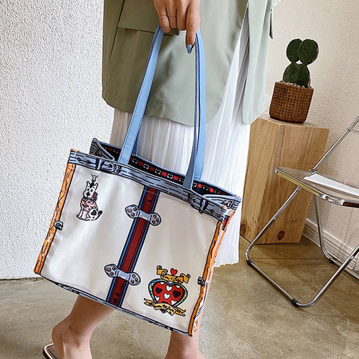 SIMPLE CANVAS ONE-SHOULDER HANDBAG_CWAB0999