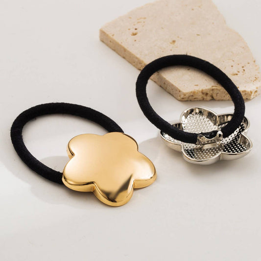 Elegant Metal Flower Elastic Hair Tie for Women