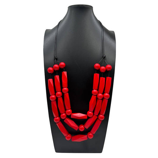 ETHNIC STYLE COLORFUL WOODEN BEADED NECKLACE