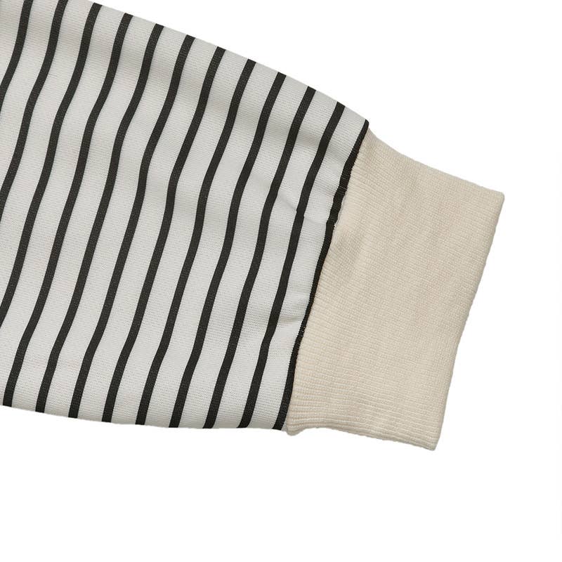 Round-neck striped patchwork fake two-piece top