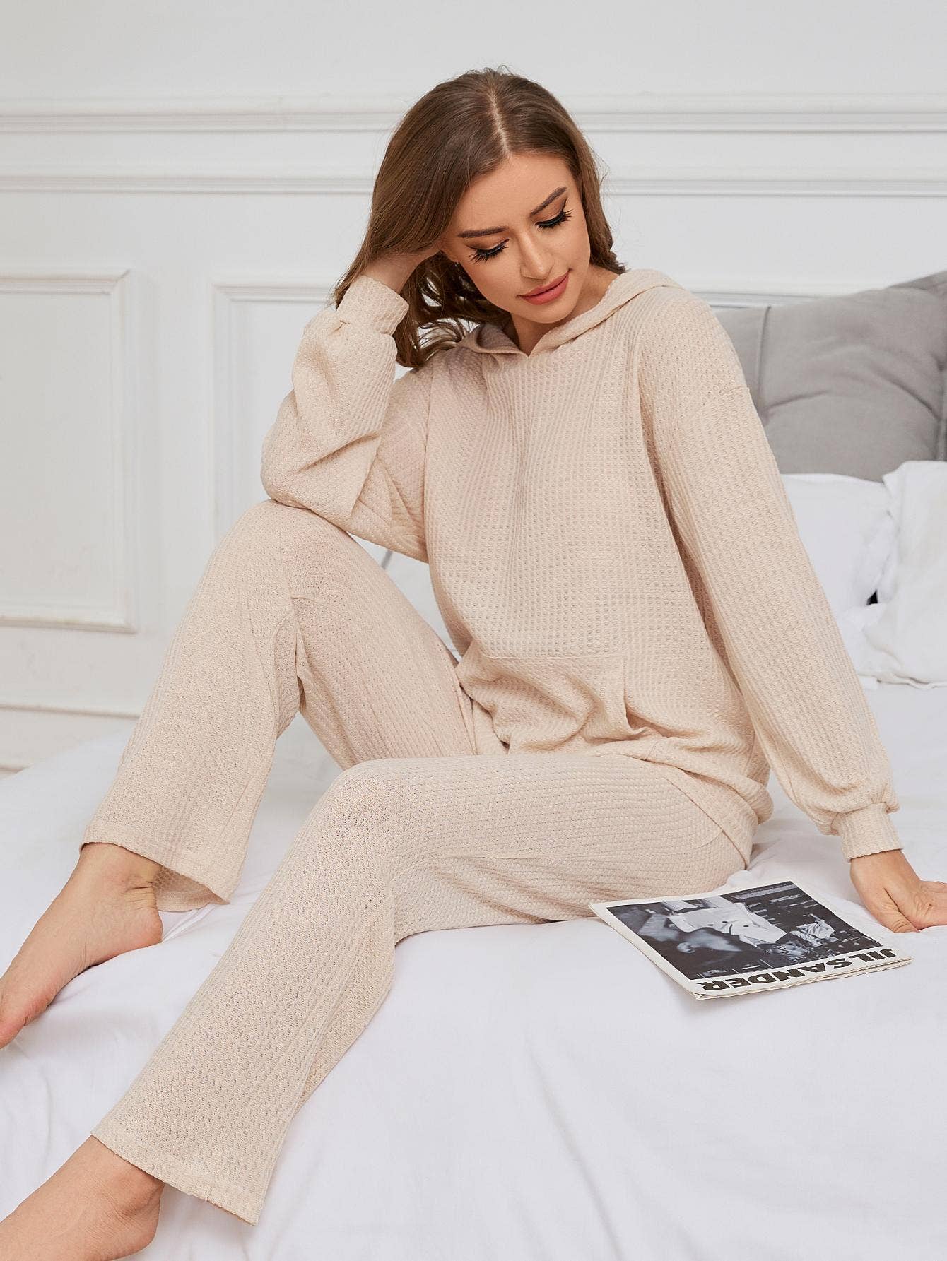 WAFFLE TWO-PIECE LONG SLEEVED PANTS