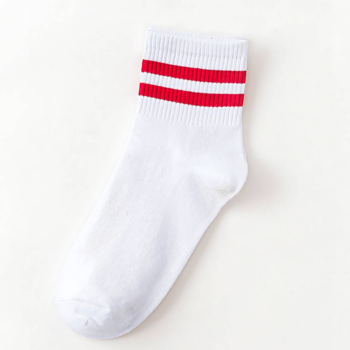 2-Stripe Cotton Mid Socks for Women, Wholesale_CWMS070