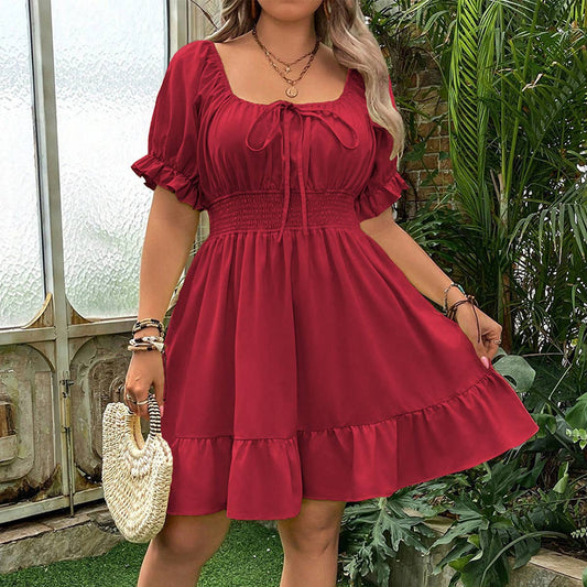 Burgundy A-Line Dress ??Fresh & Sweet Summer Look_CWDSD8519