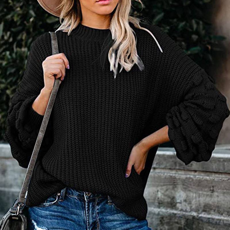 SWEATER KNITTED WITH LARGE SLEEVES AND CREW NECK
