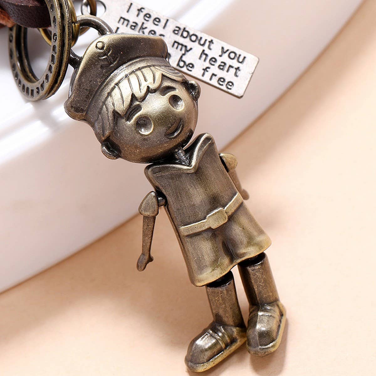 VINTAGE HAND-WOVEN ROBOT COWHIDE KEYCHAIN