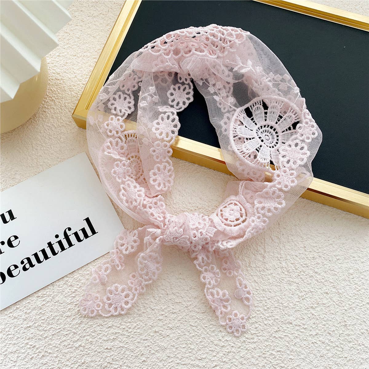 Lace Floral Triangle Scarf - Neck & Hair Wrap