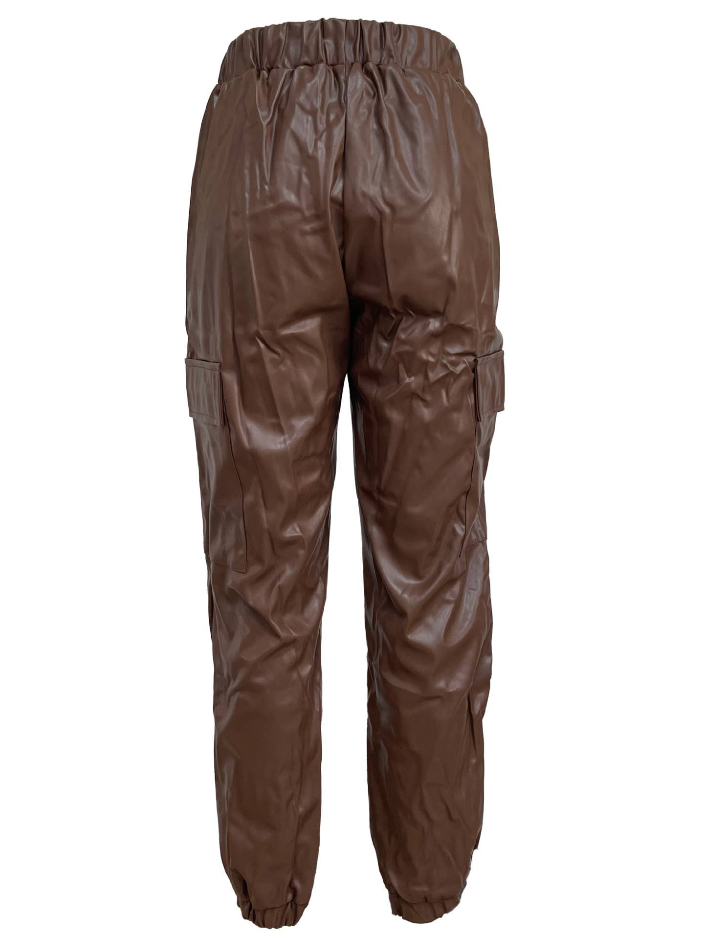 Waist-cinching street drawstring leather pants