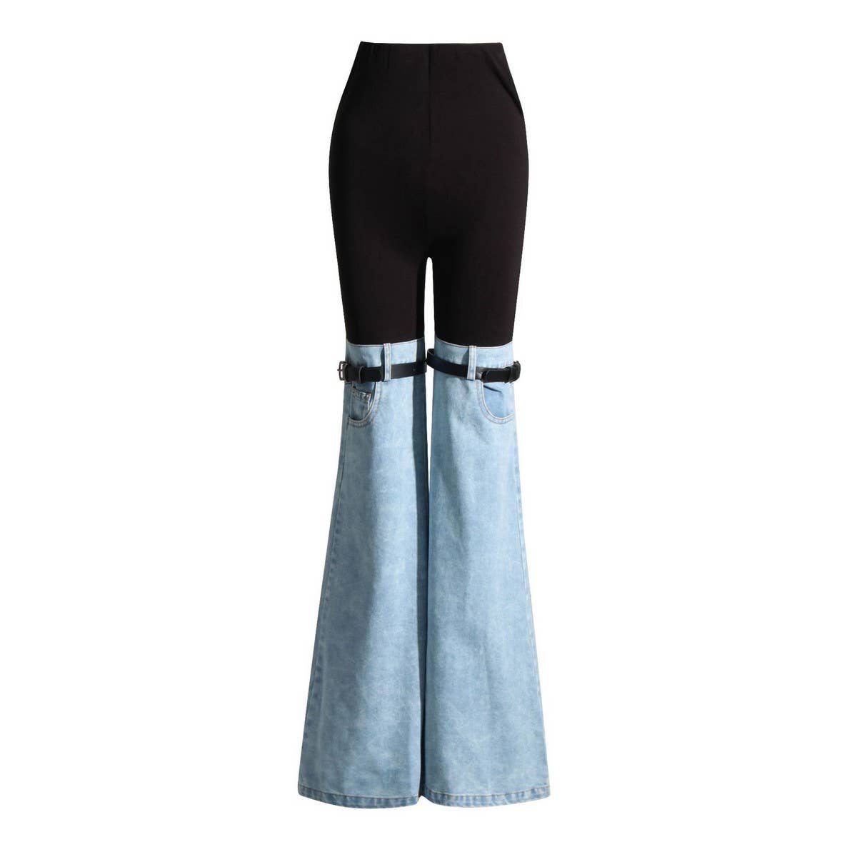 FASHIONABLE DENIM PATCHWORK CASUAL PANTS_CWJP0204