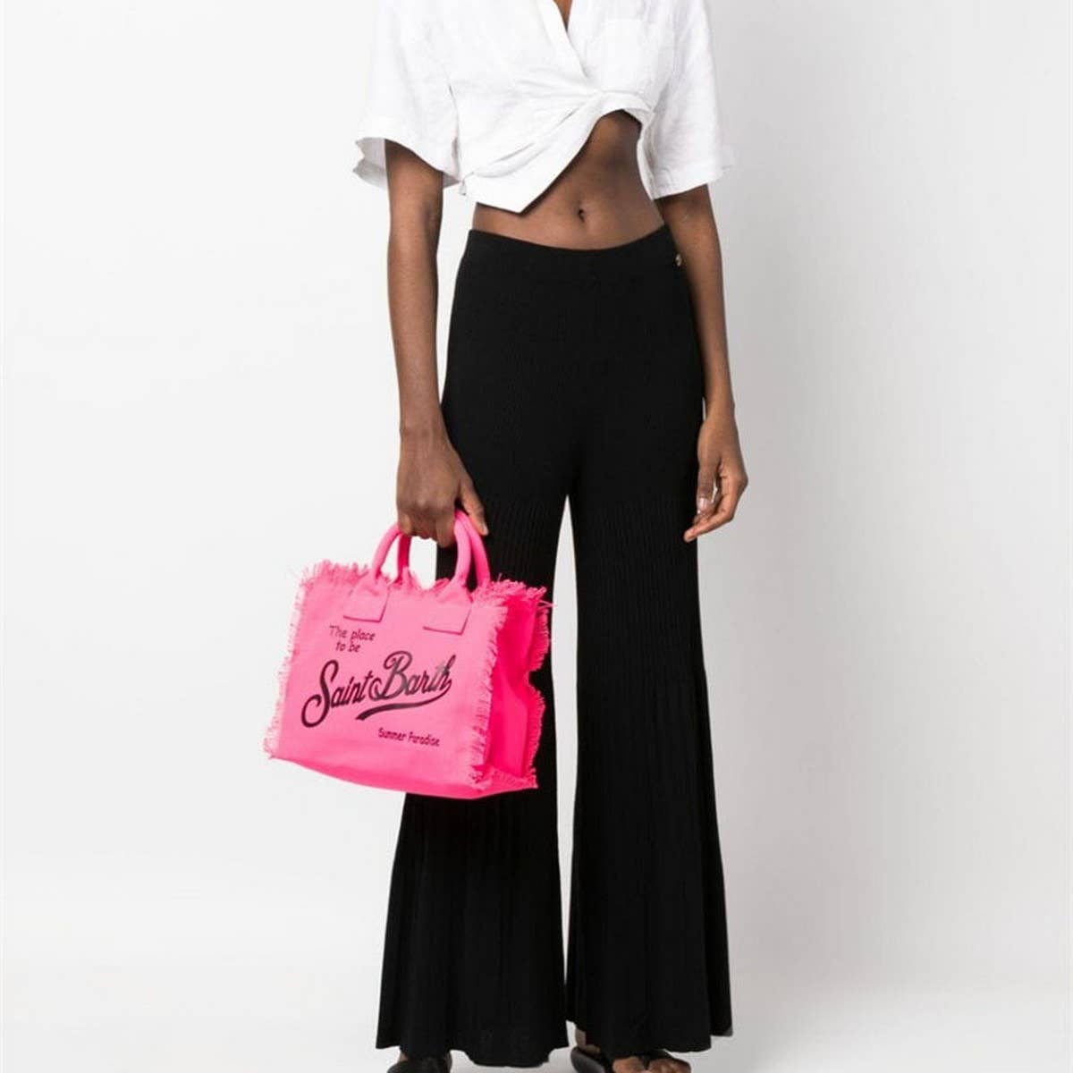 FASHION PRINT DENIM TOTE BAG WITH TASSEL_CWAB1946