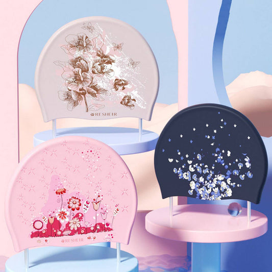 Adult Women's Swim Cap, Floral, Waterproof_CWMM6711