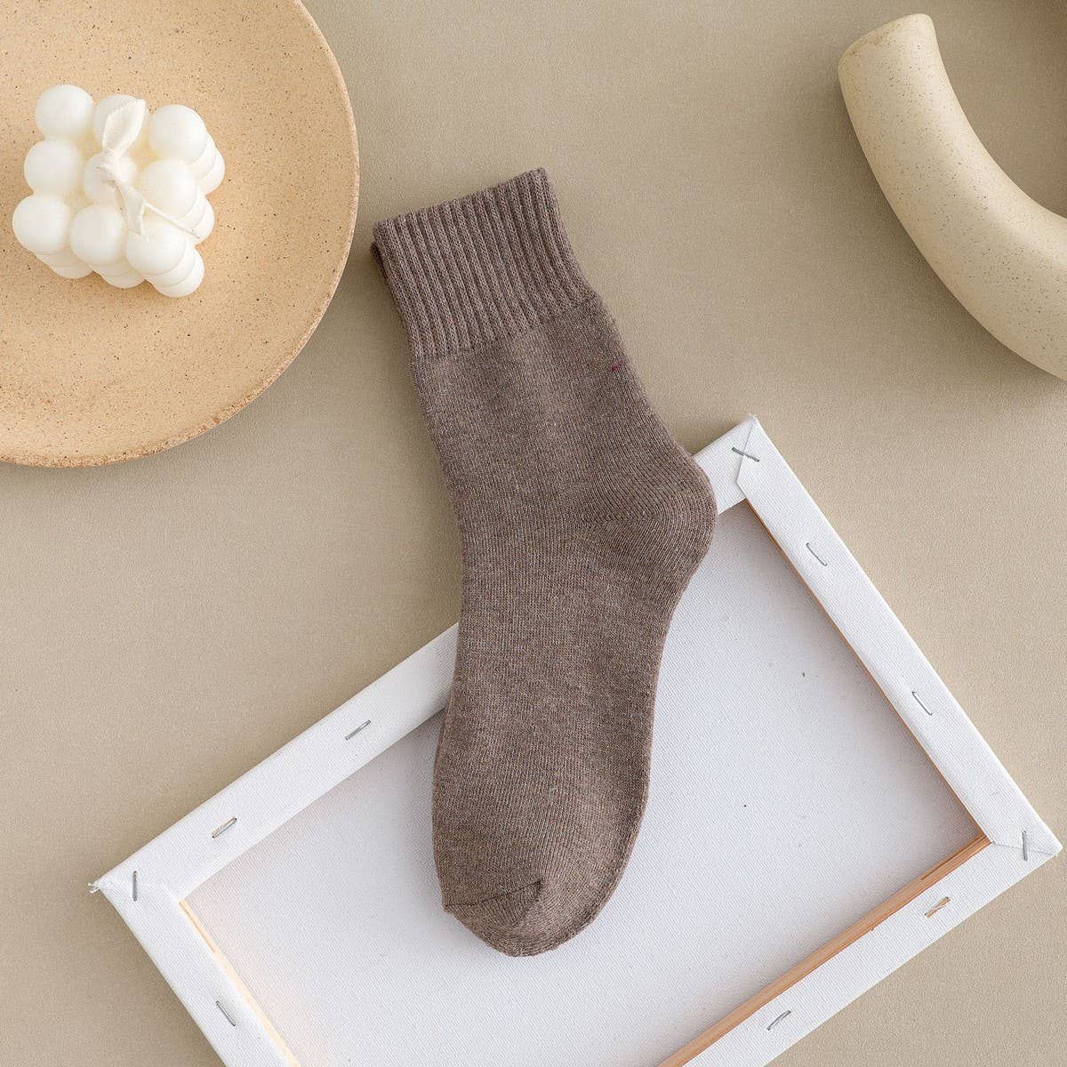 WINTER PLUS VELVET THICK WARM TERRY MID-TUBE SOCKS