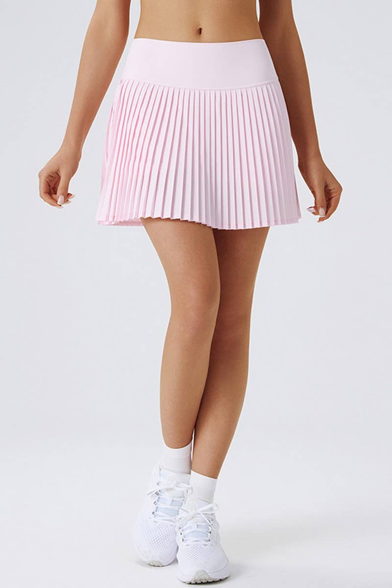 CWBSS0357_SOLID COLOR ANTI-EXPOSURE PLEATED SPORTS SKIRT