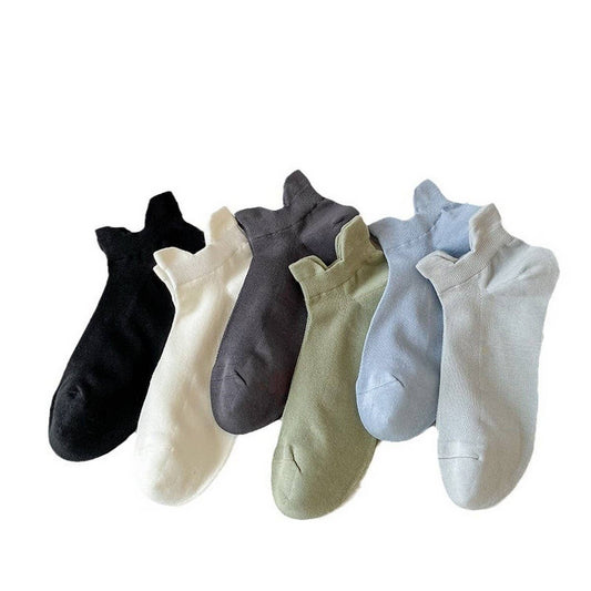 CWMS2460_SUMMER BREATHABLE SIMPLE SOLID COLOR BOAT SOCKS