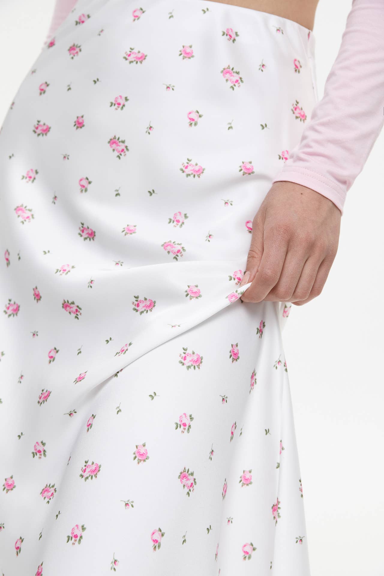 High-waisted skirt with tweed print and a drape