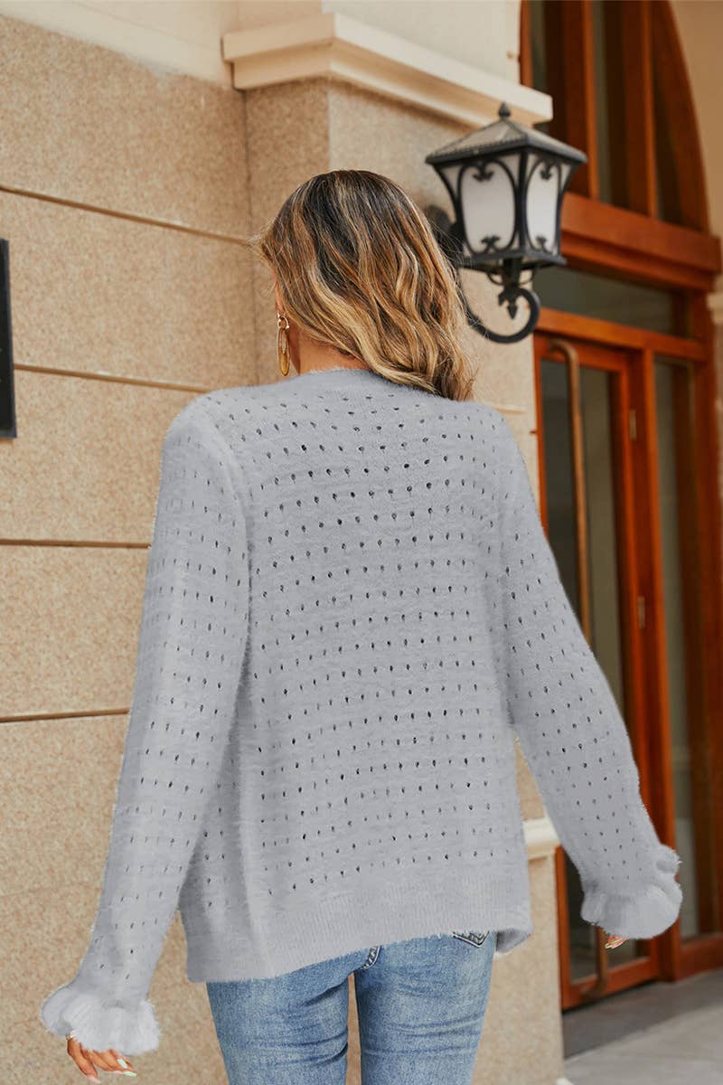 WOMEN'S CUT-OUT SINGLE BREASTED CARDIGAN JACKET