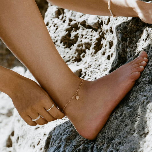 18K Gold Figaro Chain Anklet, Stainless Steel_CWAJE4754