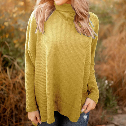 SOLID COLOR BAGGY TURTLENECK LONG-SLEEVED SWEATER