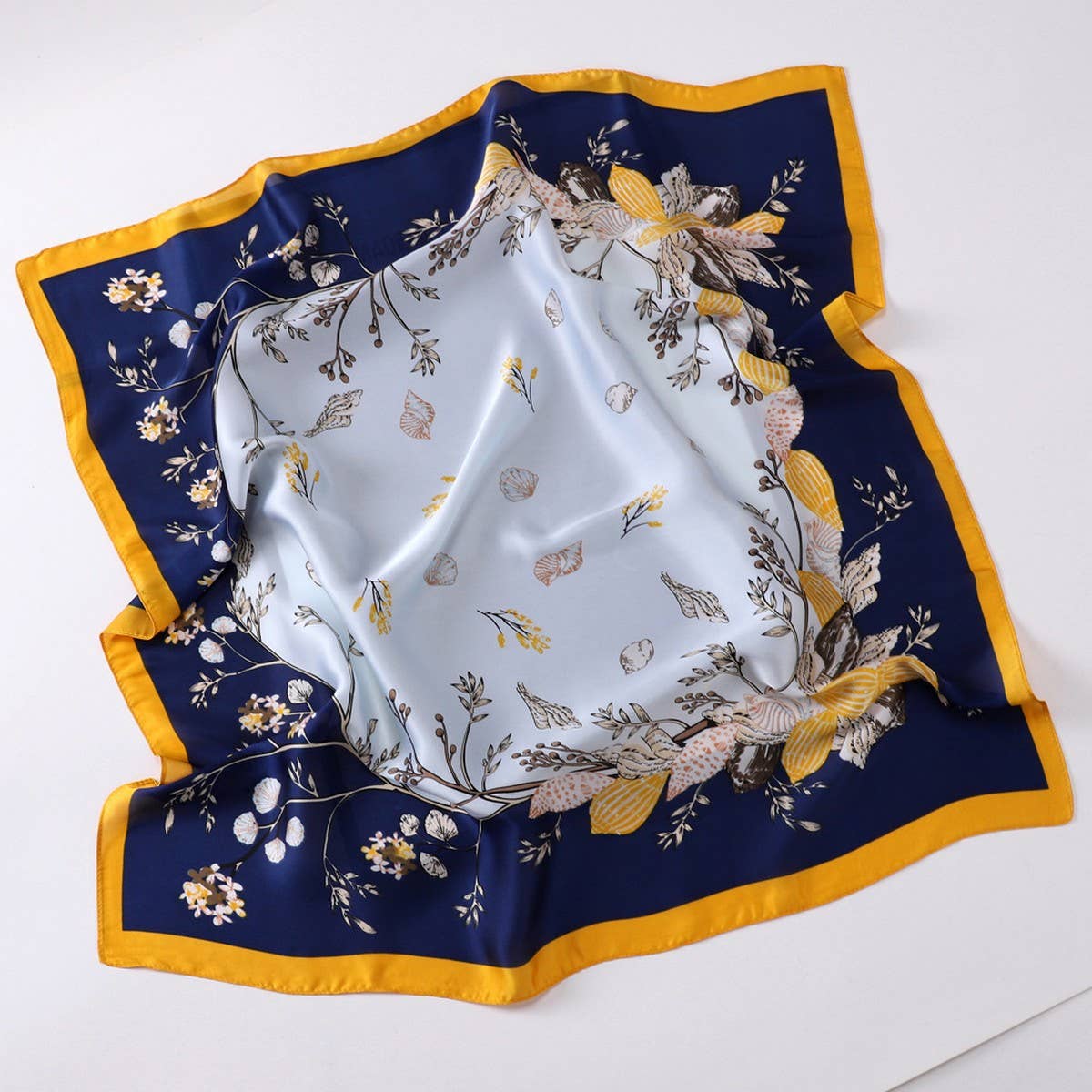 Vintage Letter Print Satin Square Scarf for Women