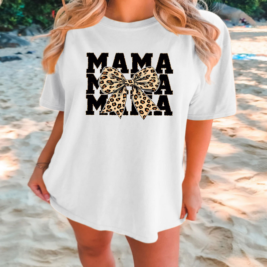 Leopard Bow Print T-Shirt, Loose Fit for Women