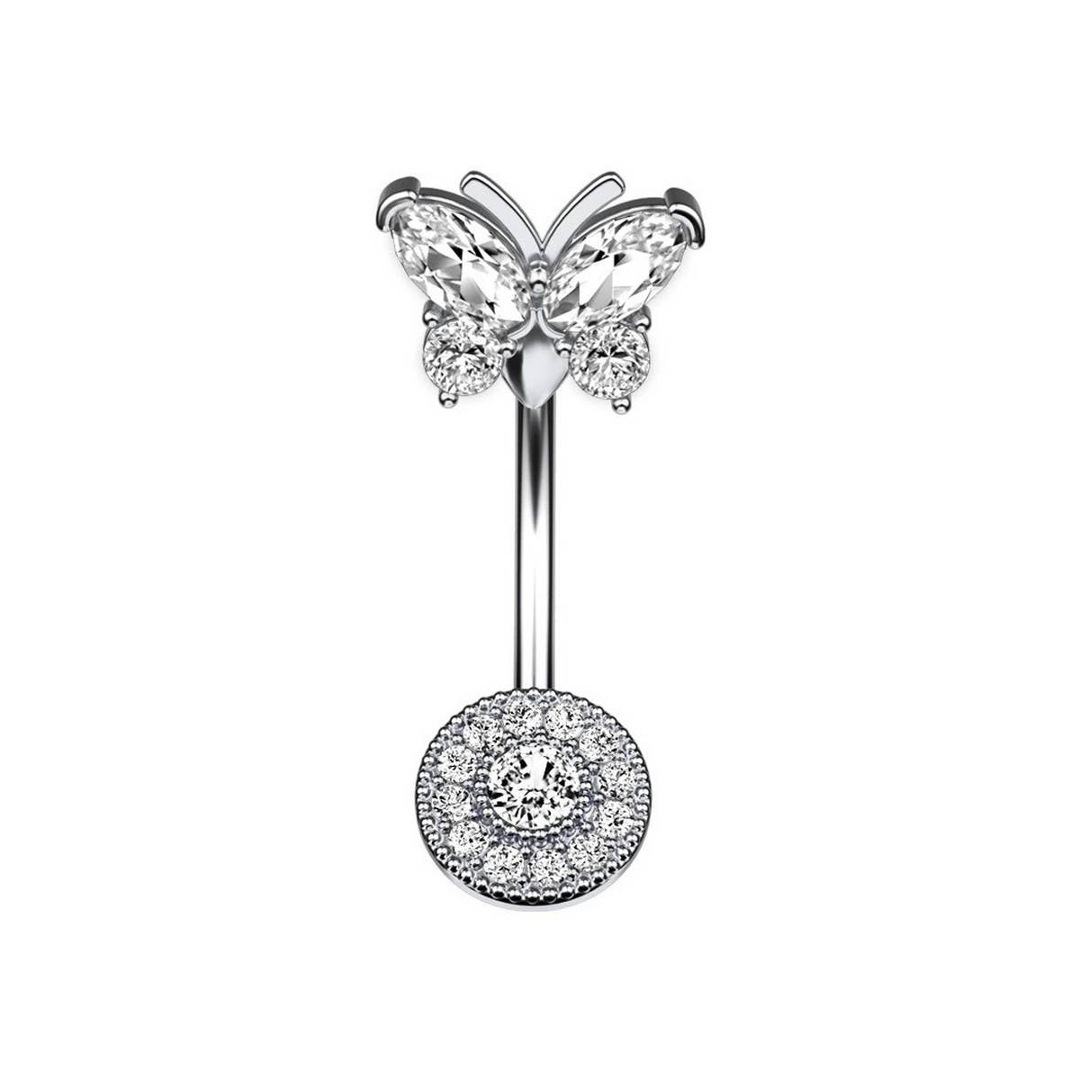 Copper CZ Butterfly Belly Ring Piercing