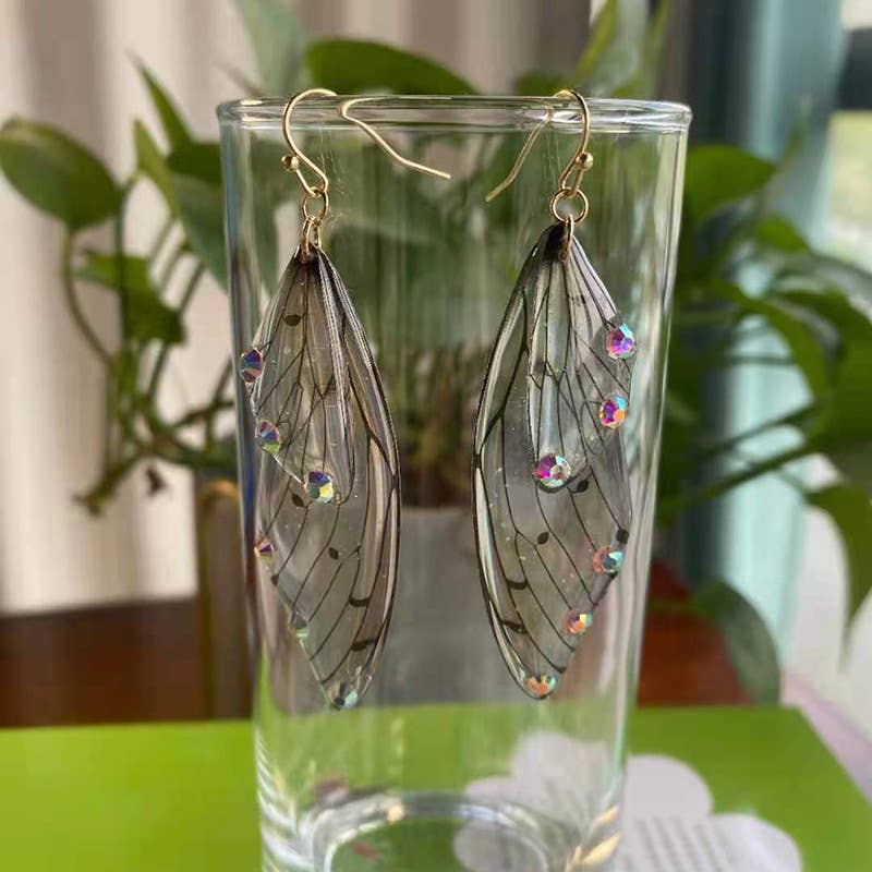 S925 Silver Cicada Wing Wing Butterfly Earrings