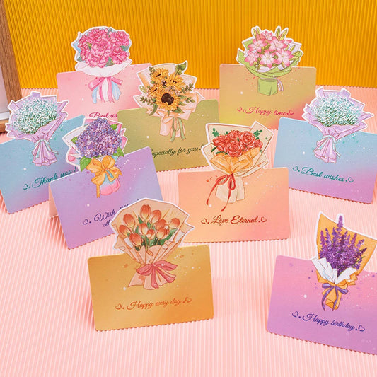 THREE-DIMENSIONAL BOUQUET FLOWER GREETING CARD