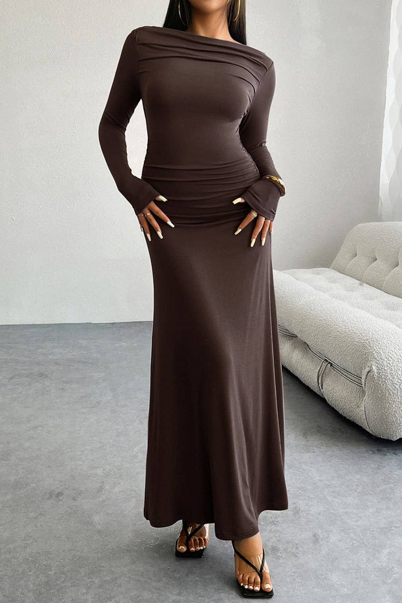 CWDMD4667_ELEGANT HIP-HUGGING ONE-SHOULDER DRESS