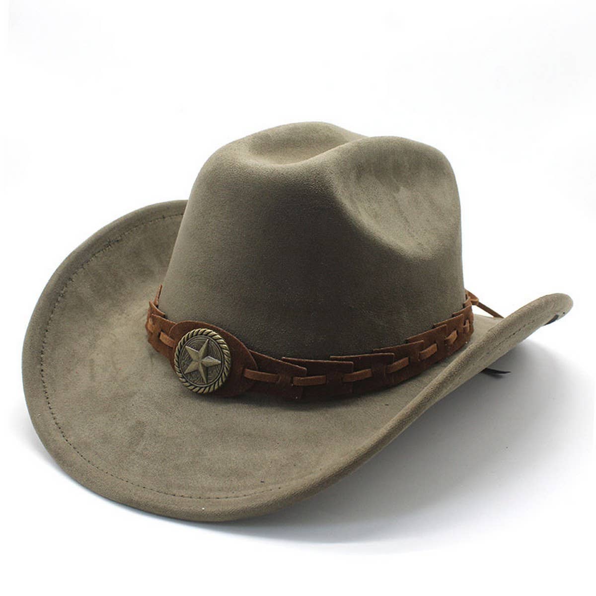 Faux Suede Felt Cowboy Hat Men's Classic Fedora_CWAH2510