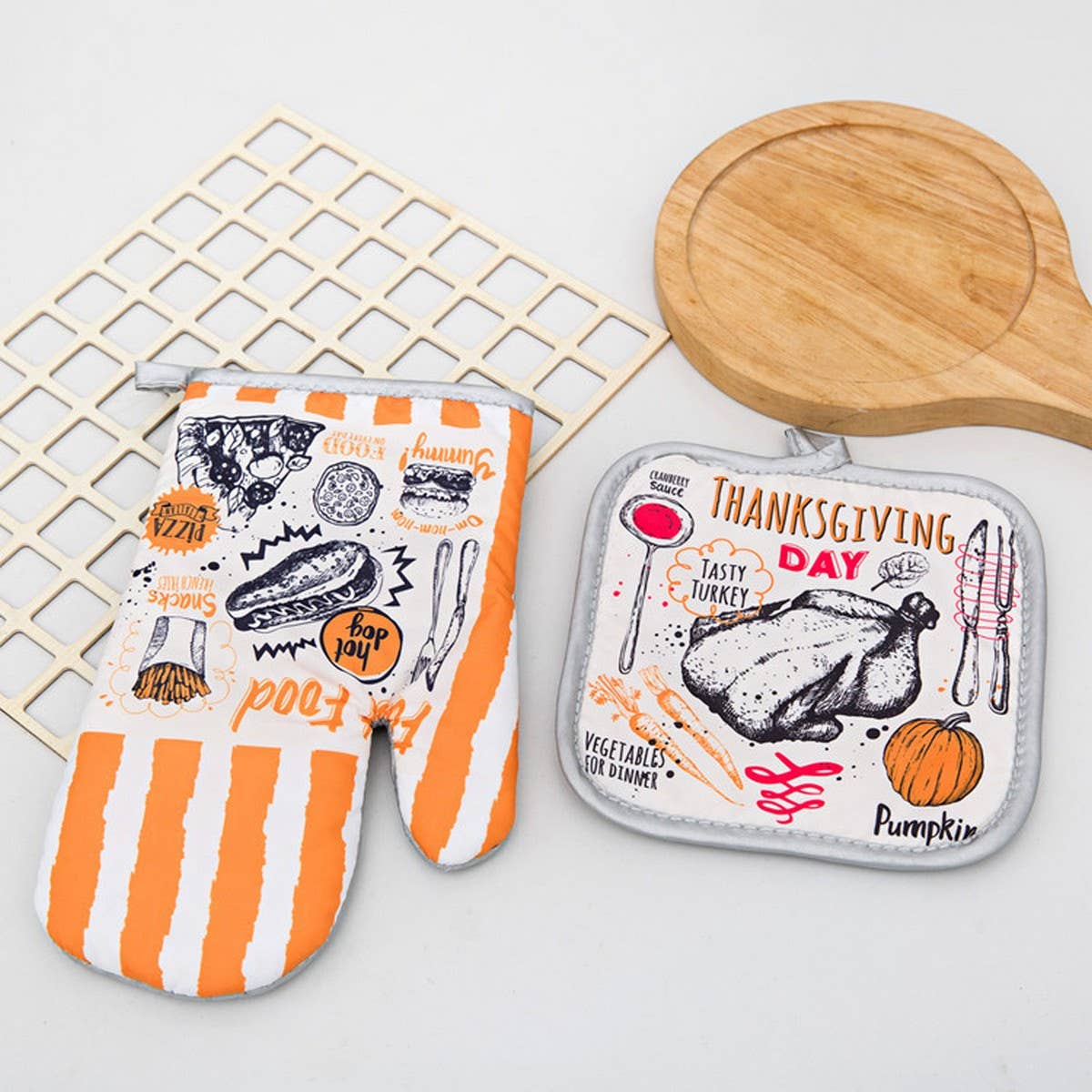 KITCHEN TWO-PIECE BAKING SCALD-PROOF GLOVES