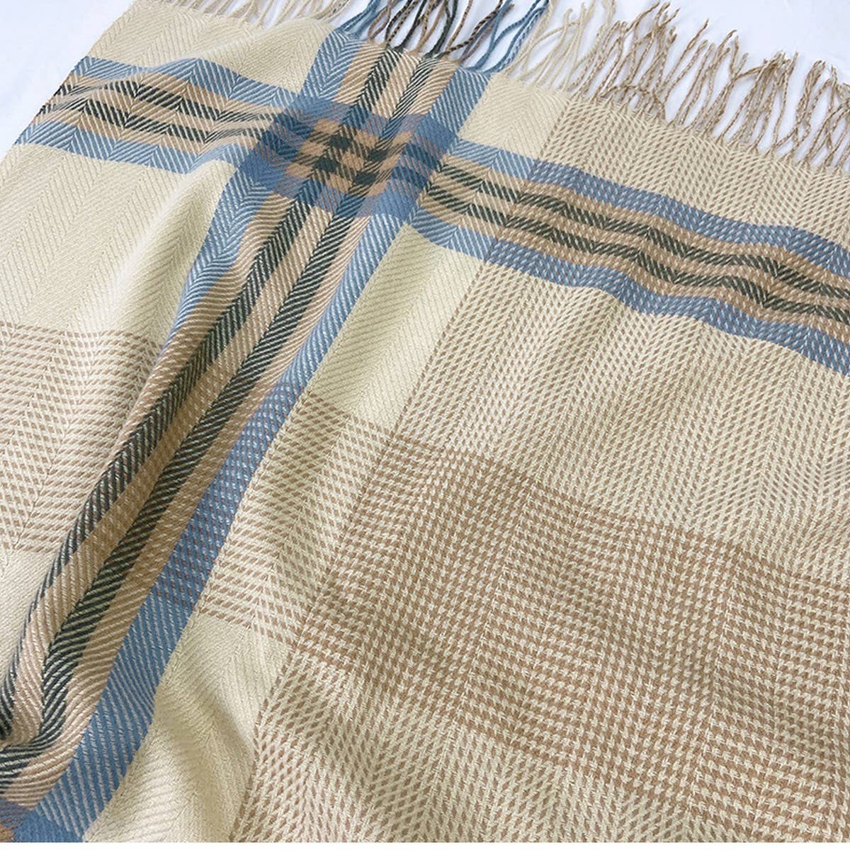 Plaid Wool-Blend Scarf ??Winter Wrap for Women_CWASC1457