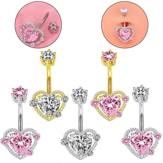 Heart CZ Belly Ring ? Hypoallergenic Bestseller