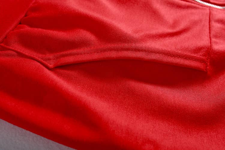 SOLID COLOR STERNUM IRON DRILL ZIPPER HOODIE