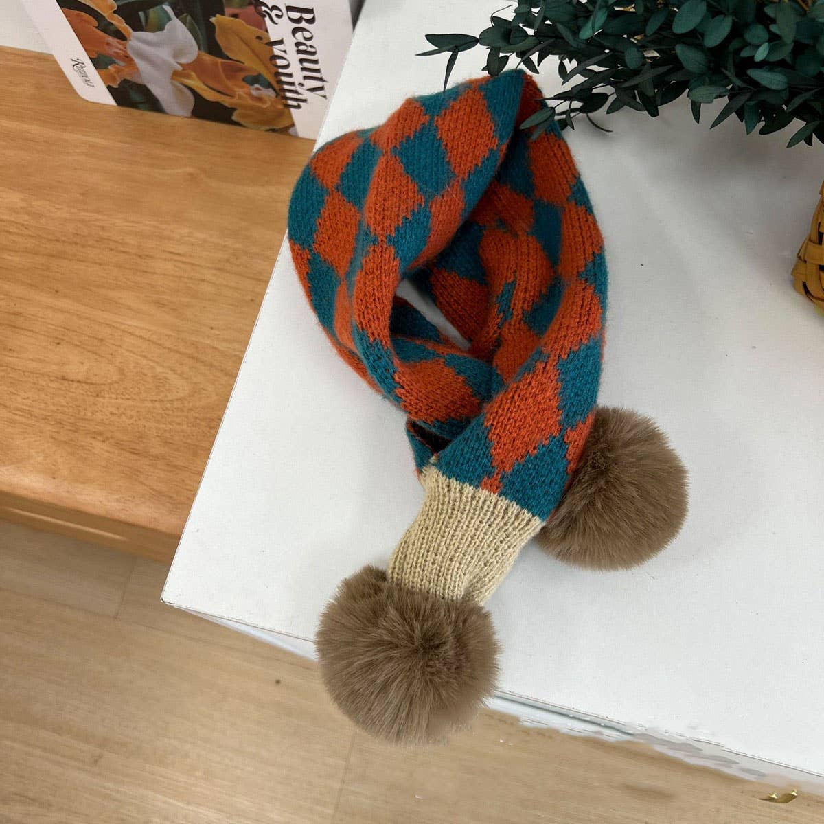 Knit Scarf,Cozy Winter Cross Neck Warmer for Kids