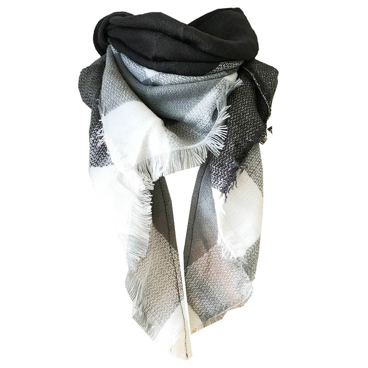 Rainbow Plaid Scarf ??Triangle Winter Shawl_CWASC0116