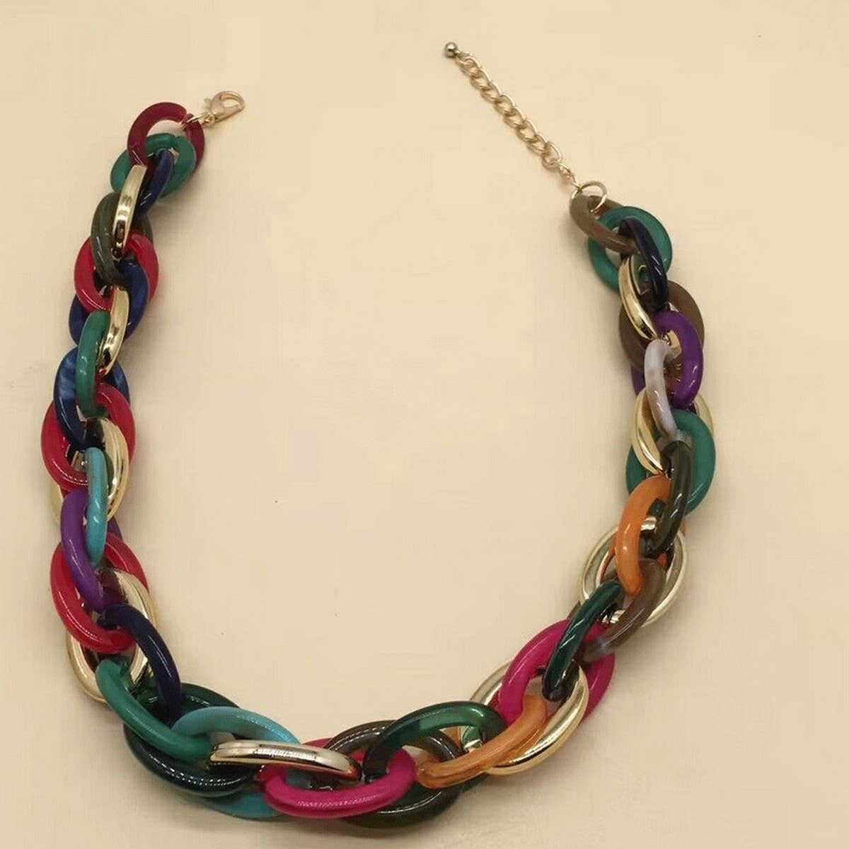HIP HOP CLAVICLE CHAIN COLORFUL RESIN NECKLACE