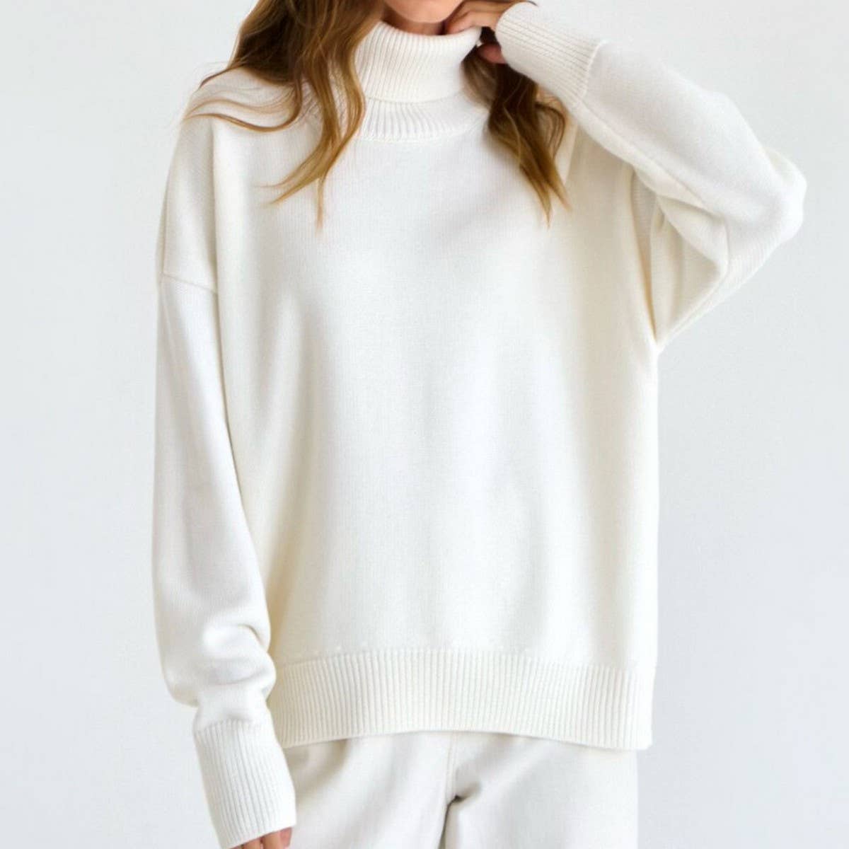 Women's Solid Turtleneck Knit Sweater
