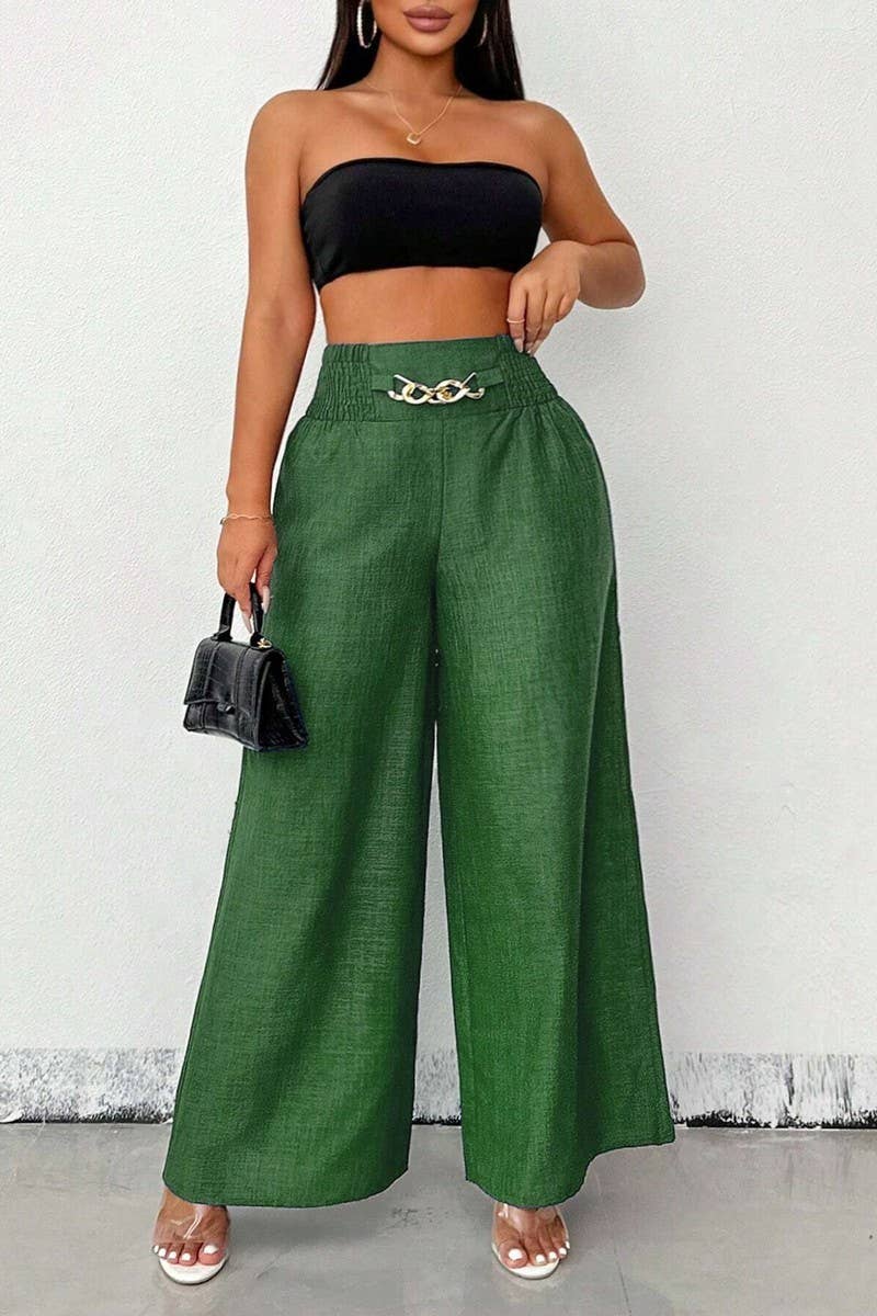 CWBLP1887_VINTAGE HIGH WAIST ELASTICATED WIDE LEG TROUSERS