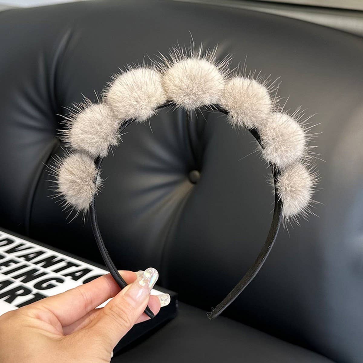 CUTE REAL MINK FUR BALL HEADBAND FUR HEADDRESS