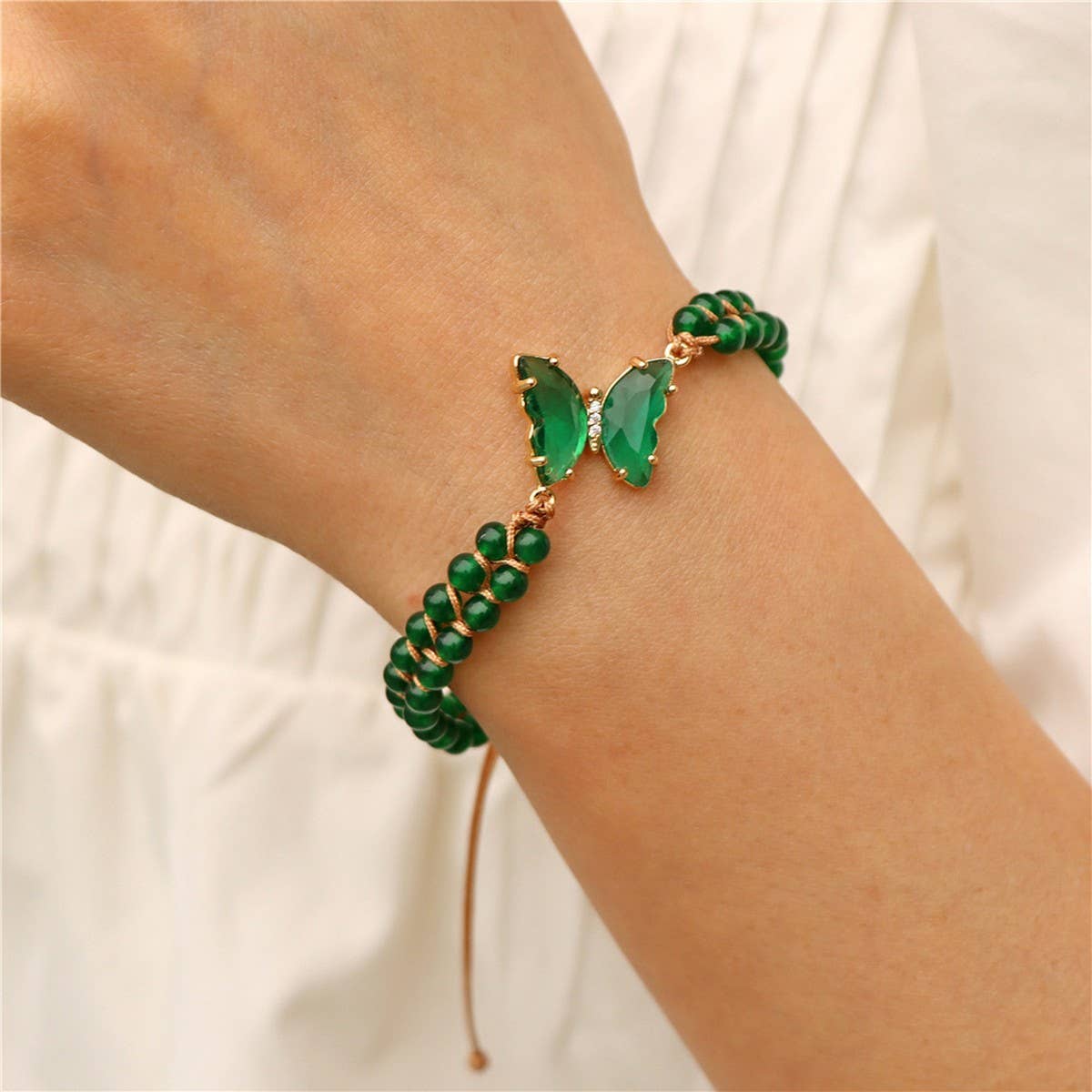 CWAJE4228_NATURAL STONE LIGHT LUXURY BUTTERFLY BRACELET