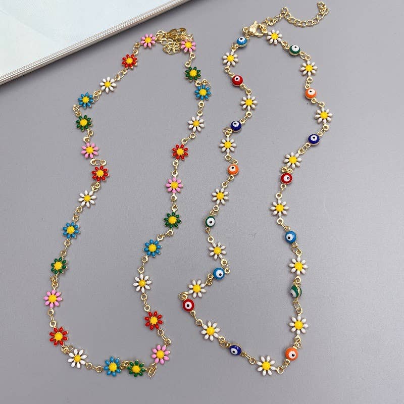 Daisy butterfly creative colorful eye necklace