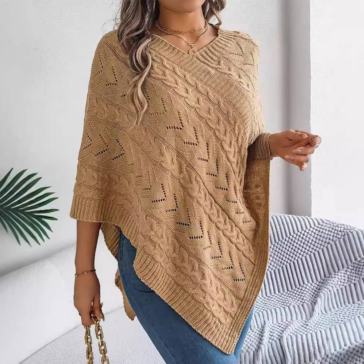 CASUAL SOLID COLOR TWIST PONGEE SWEATER COAT