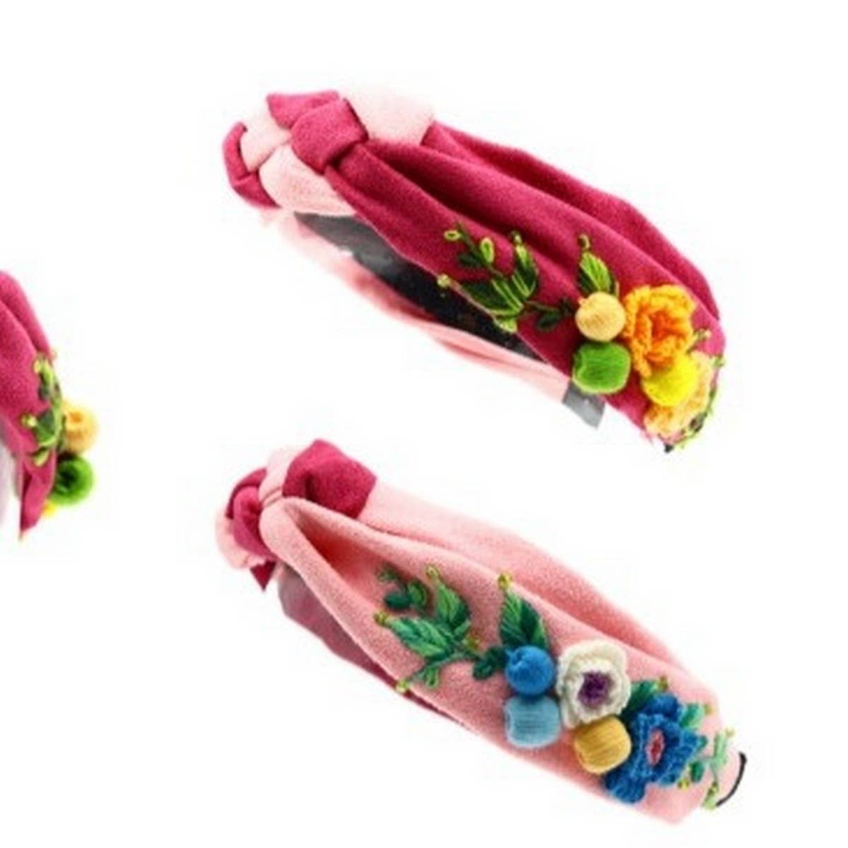 Hand-Embroidered Dual Flower Bouquet Headband
