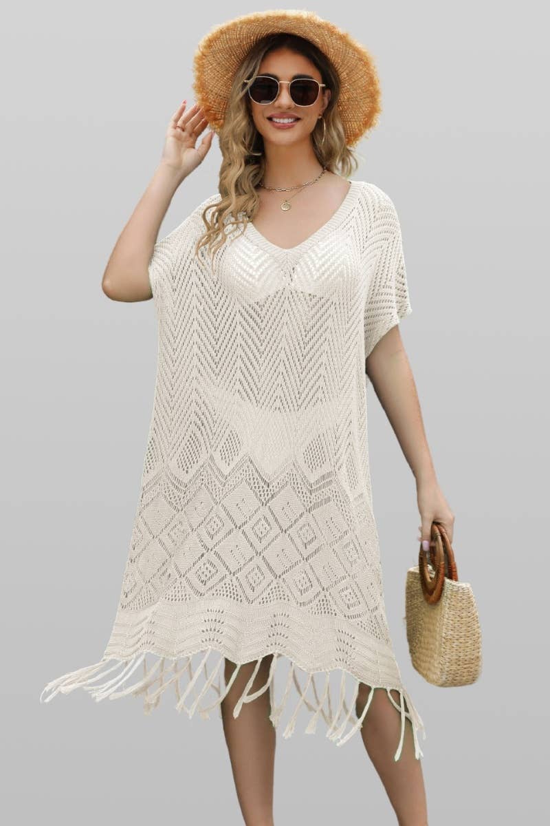 CWDSD3927_KNIT CREW NECK SHORT SLEEVE CUTOUT DRESS