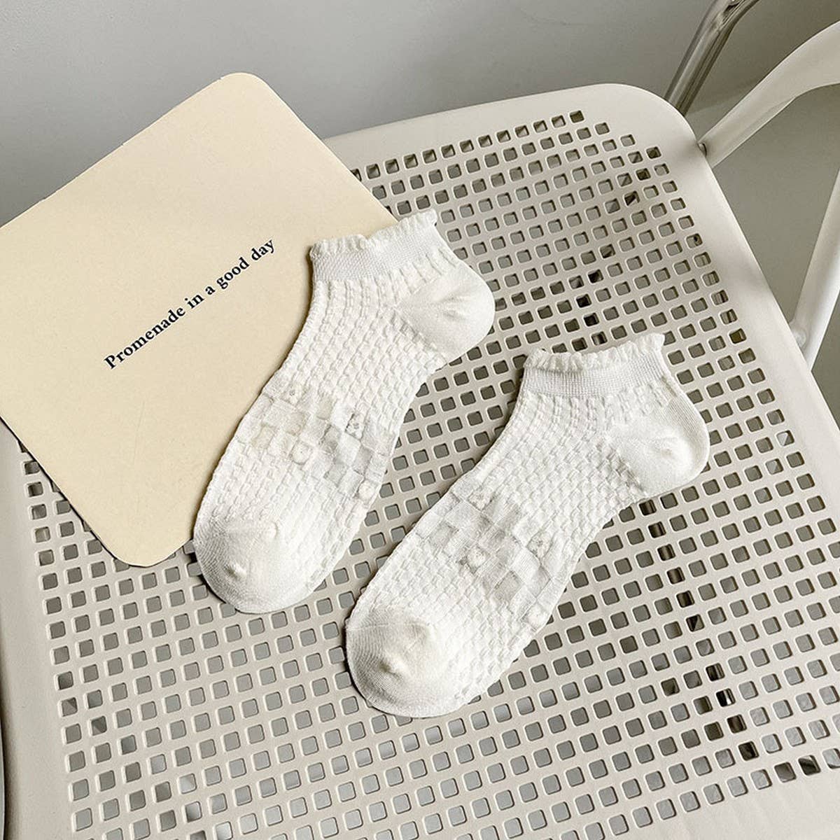 WHITE BOAT SOCKS HOLLOW MESH INVISIBLE SOCKS