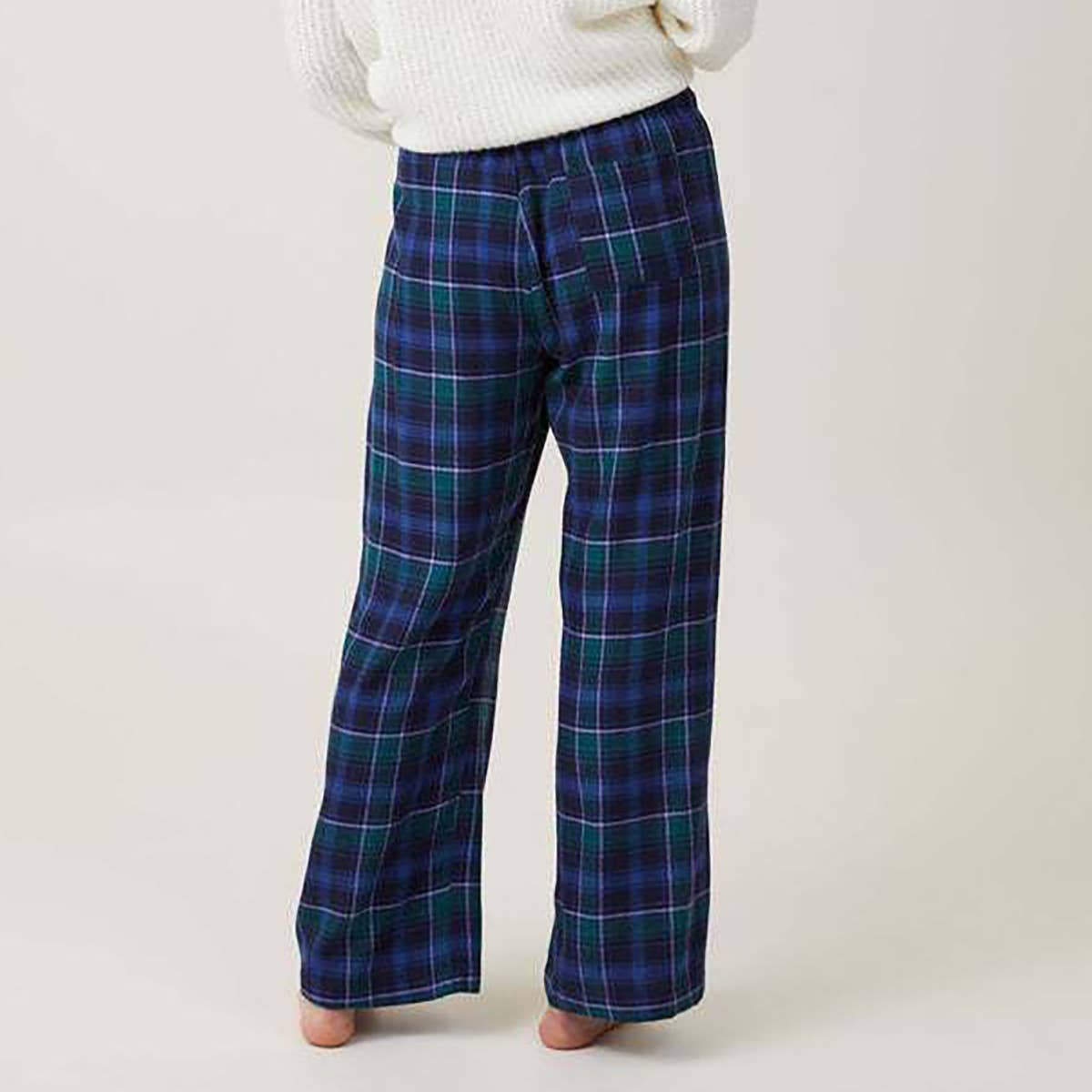 Checked printed casual straight-leg pants