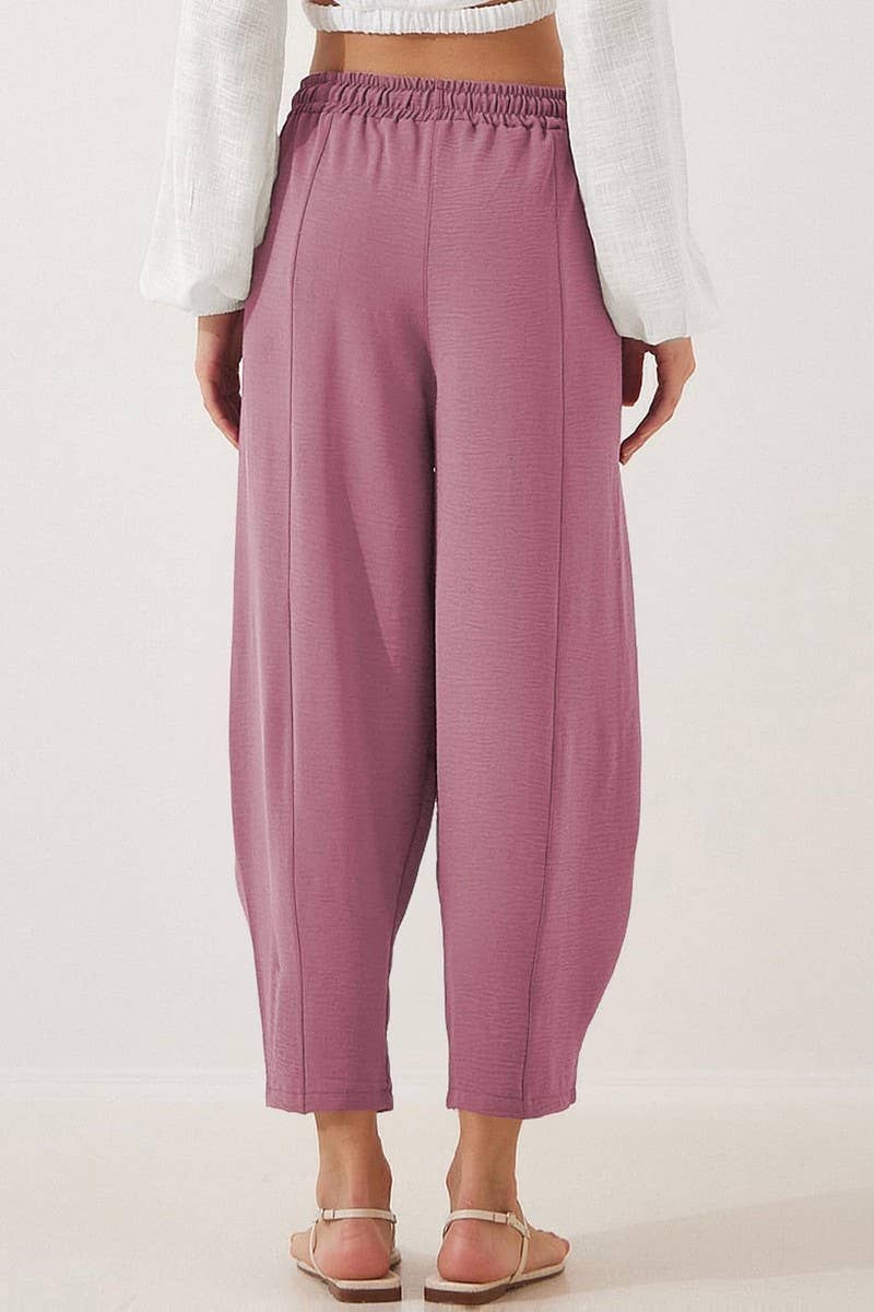 CWBLP1851_HIGH WAIST LOOSE DRAWSTRING POCKET TROUSERS