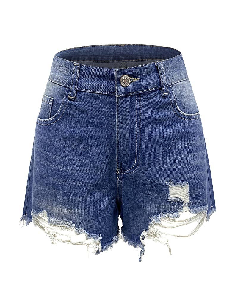 Handcrafted Distressed High-Waisted Denim Shorts