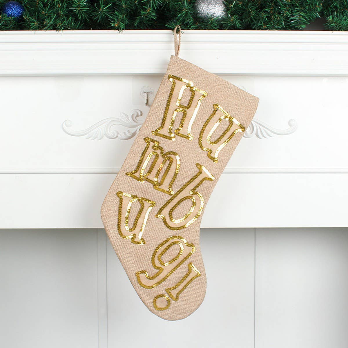 SEQUINED LETTER CHRISTMAS STOCKING CANDY BAG