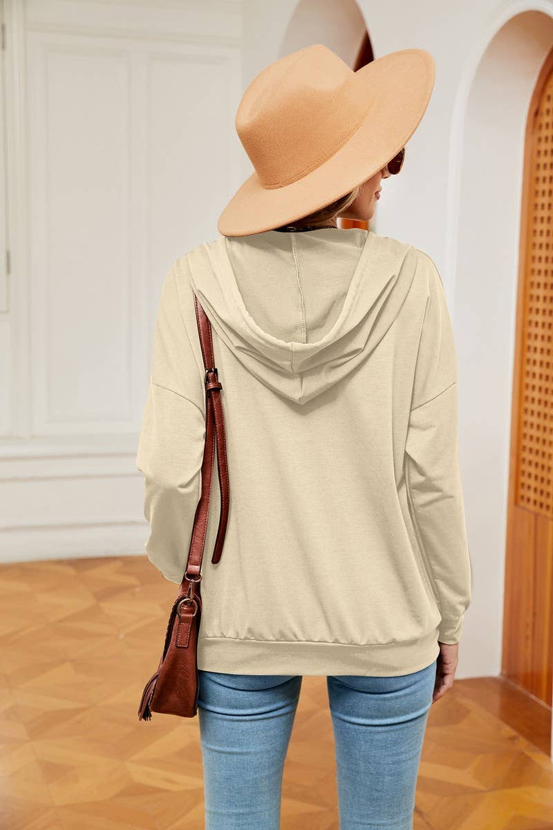 CWOHOL0930_SOLID COLOR BUTTON DRAWSTRING POCKET HOODIE